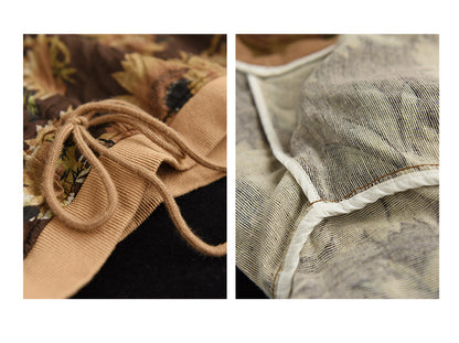 Large Size Slim Round Neck Printed Retro Loose Sweater