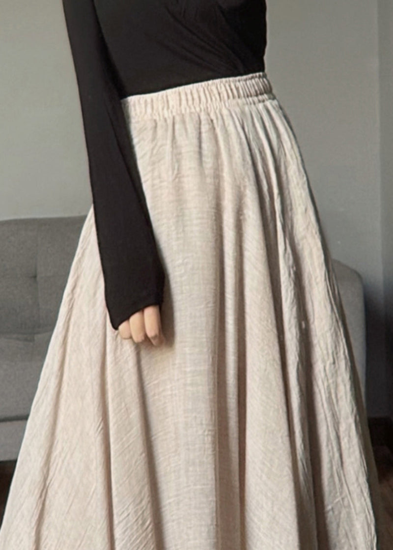 Pink Geometry Elastic Waist Exra Large Hem Linen Skirts Spring