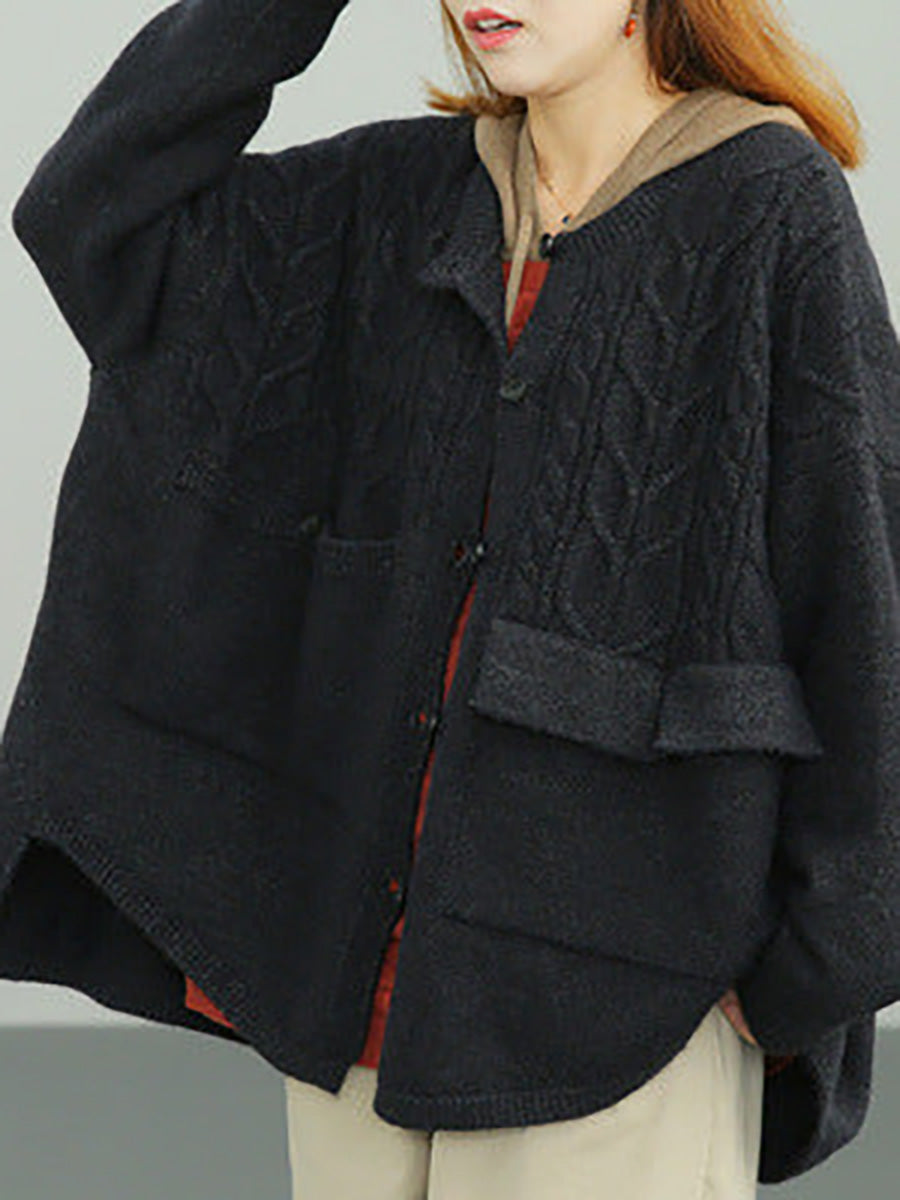 - Knitted Irregular Hem Breasted Cardigans Sweater