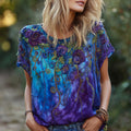 Women's Vintage Rose Floral Elegant Crew Neck T-shirt elevenforest