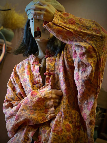 Print Linen Loose Coat
