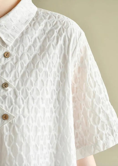 Lapel Summer Quilting Dresses Inspiration White Dotted Dress