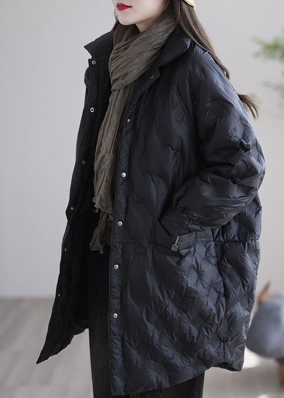 Beige Button Warm Winter Duck Down Jackets