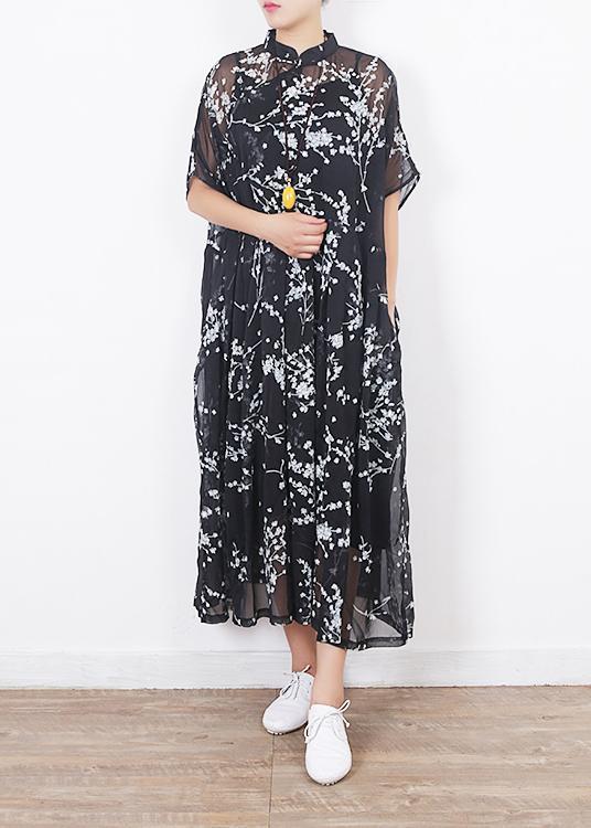 Black Silk Dresses Sleeve Short Sleeve Maxi Summer Dresses