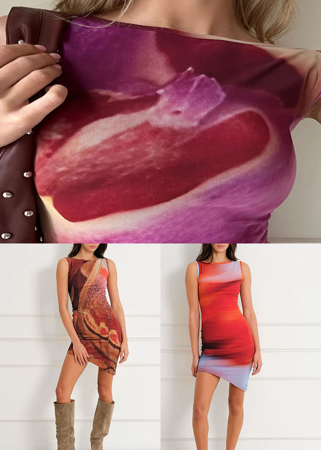 Slim Fit Colorblock O-neck Patchwork Mid Dress Sleeveless