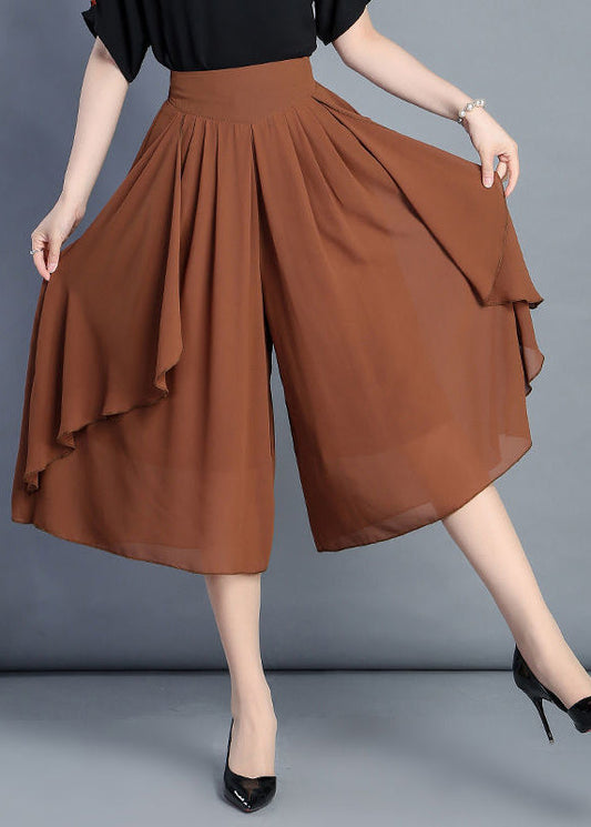 Camel High Waist Chiffon Wide Leg Pants Skirt Summer