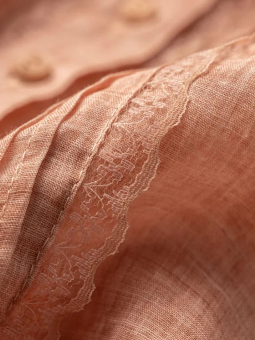Color Short Sleeve Linen Pleated Top
