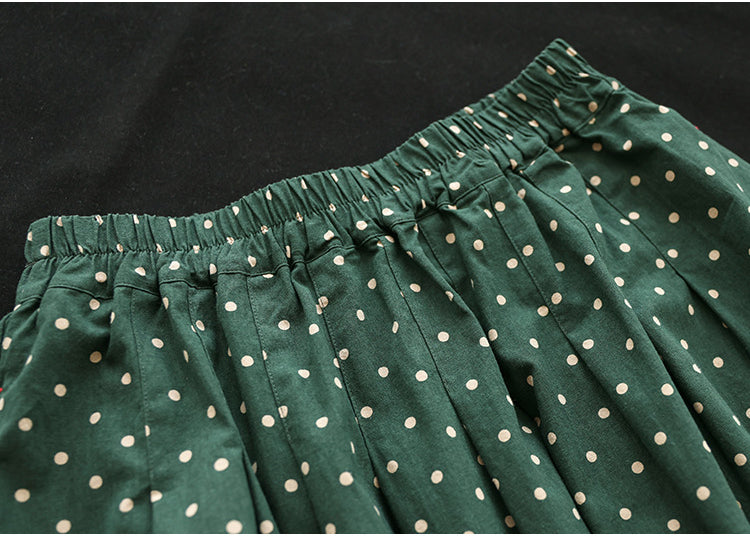 Literary Temperament High Waist Polka Dot Skirt