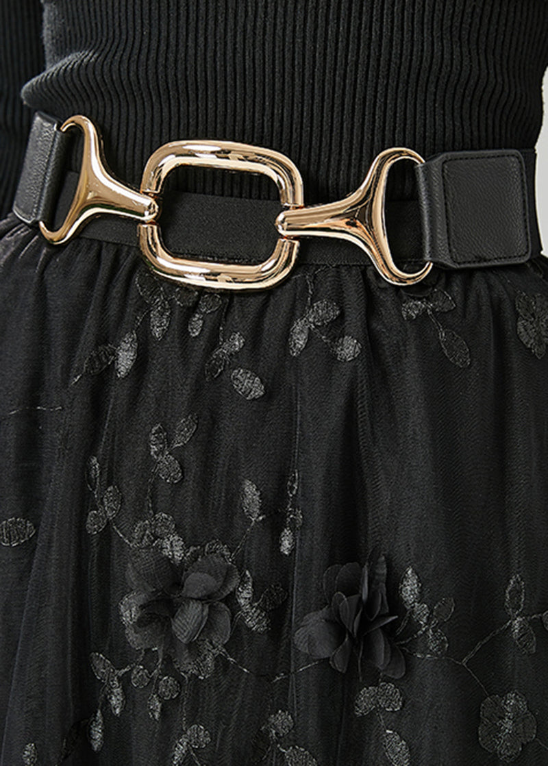 Fine Black Stereoscopic Tulle Skirt Fall