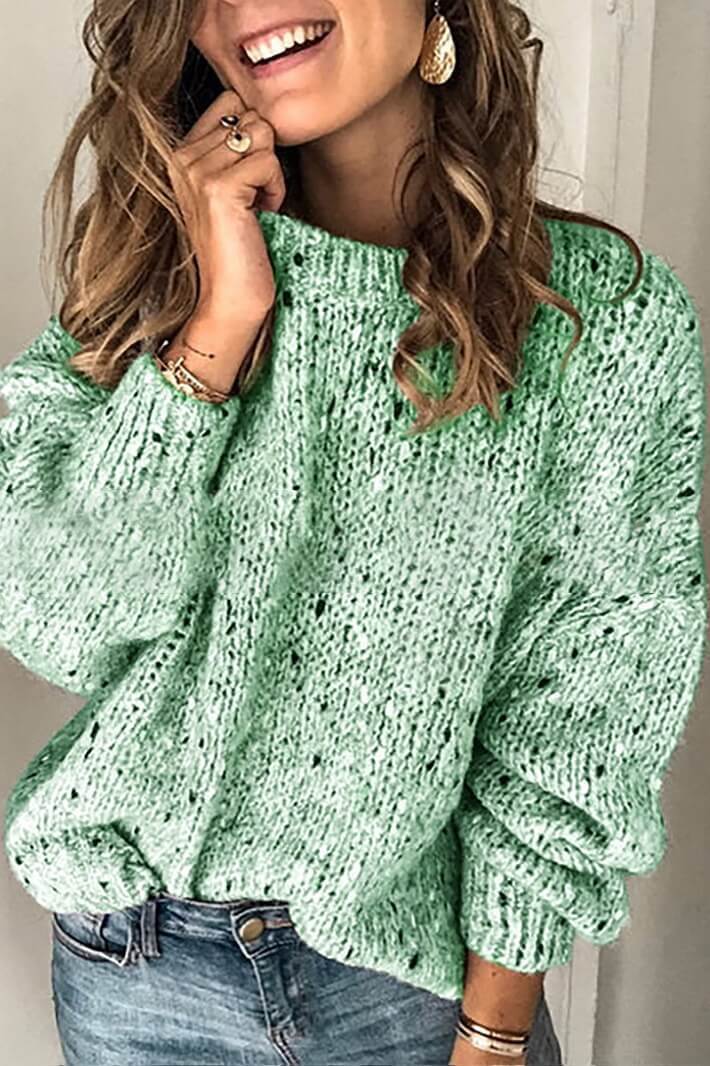 Pure Colour Round Neck Sweater