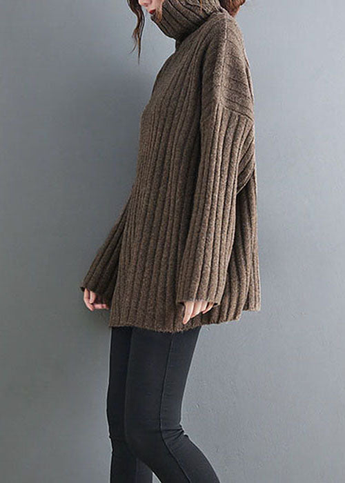 Diy Chocolate Turtle Neck Thick Knit Sweaters Winter