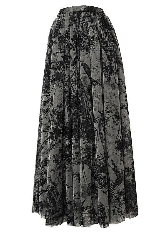 Print Tulle Pleated Summer a Line Skirts