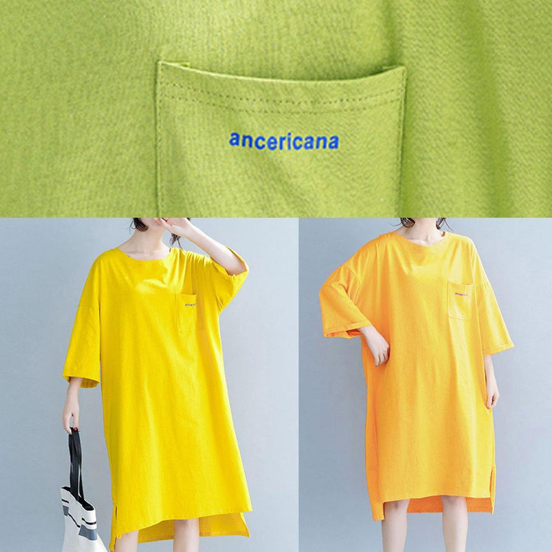O Neck Half Sleeve Cotton Tunic Pattern Work Green Dress