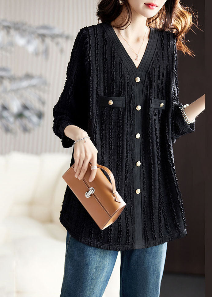 White V Neck Ruffled Patchwork Lace Top Fall