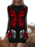 Comstylish Halloween Blood Butterfly Women's Knit Sweater Dress