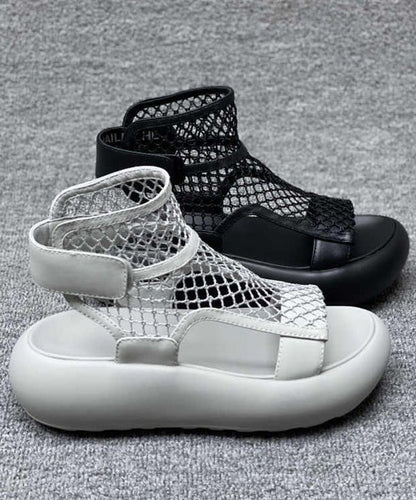 Grey Platform Breathable Mesh Splicing Sandals