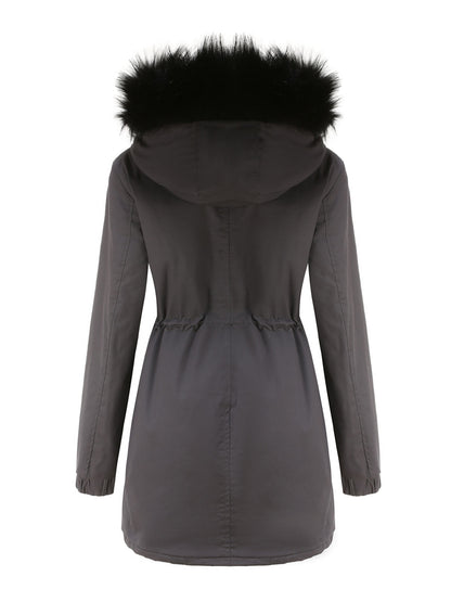 Parka Coat Street Plush Winter Hoodie Coat Color Oversized Fur Warm Coat