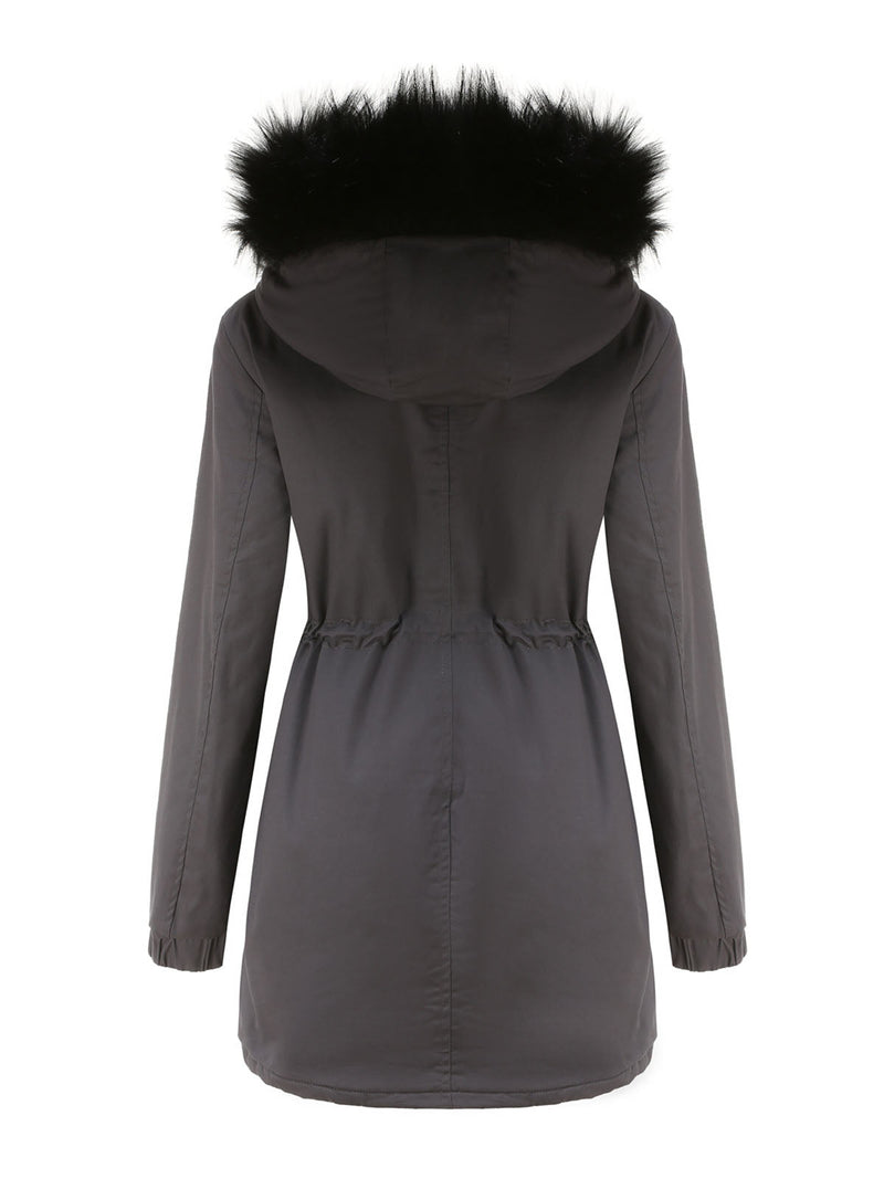 Parka Coat Street Plush Winter Hoodie Coat Color Oversized Fur Warm Coat