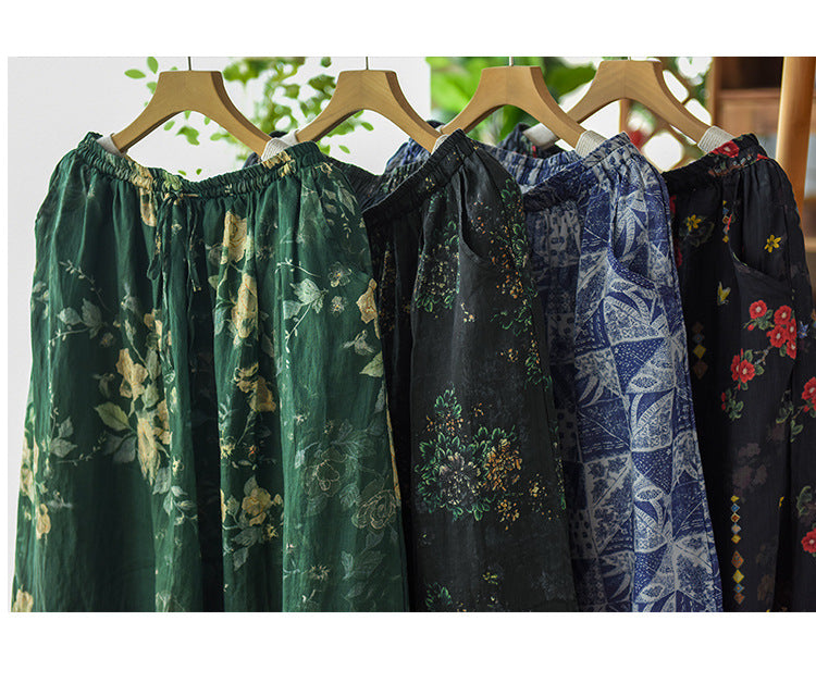 Heavy Industry Printed Literary Fine Ramie Skirt