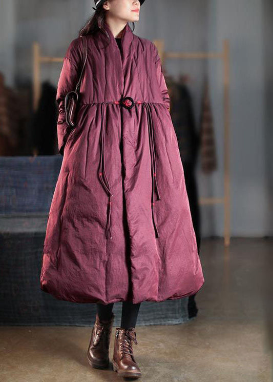 Mulberry V Neck Embroidered Pockets Duck Down Witner Coats