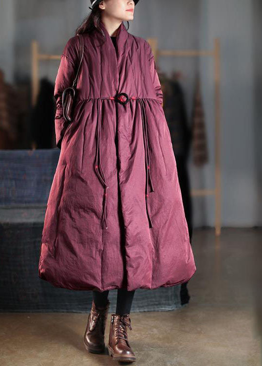 Mulberry V Neck Embroidered Pockets Duck Down Witner Coats