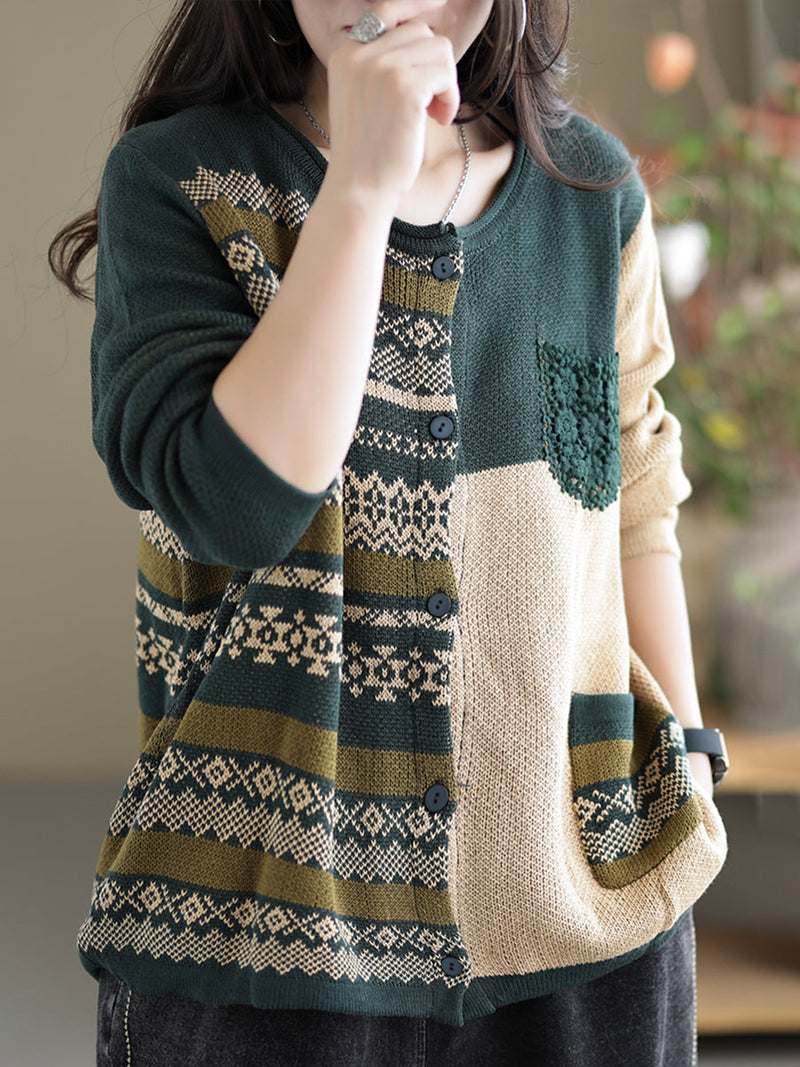 Autumn Patchwork Loose Sweaters