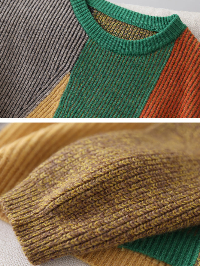 Winter Geometric Colorblock Sweater