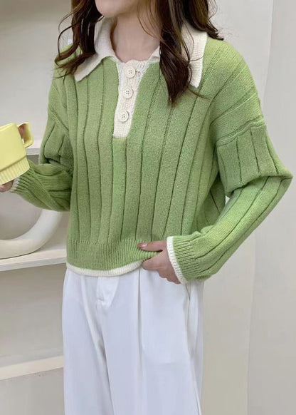 Pink Peter Pan Collar Patchwork Cozy Knit Sweaters Fall
