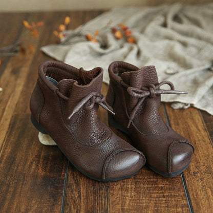 Cozy Autumn Retro Leather Ankle Boots