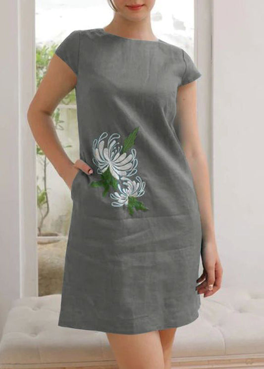 Summer Dress O-neck Embroidery