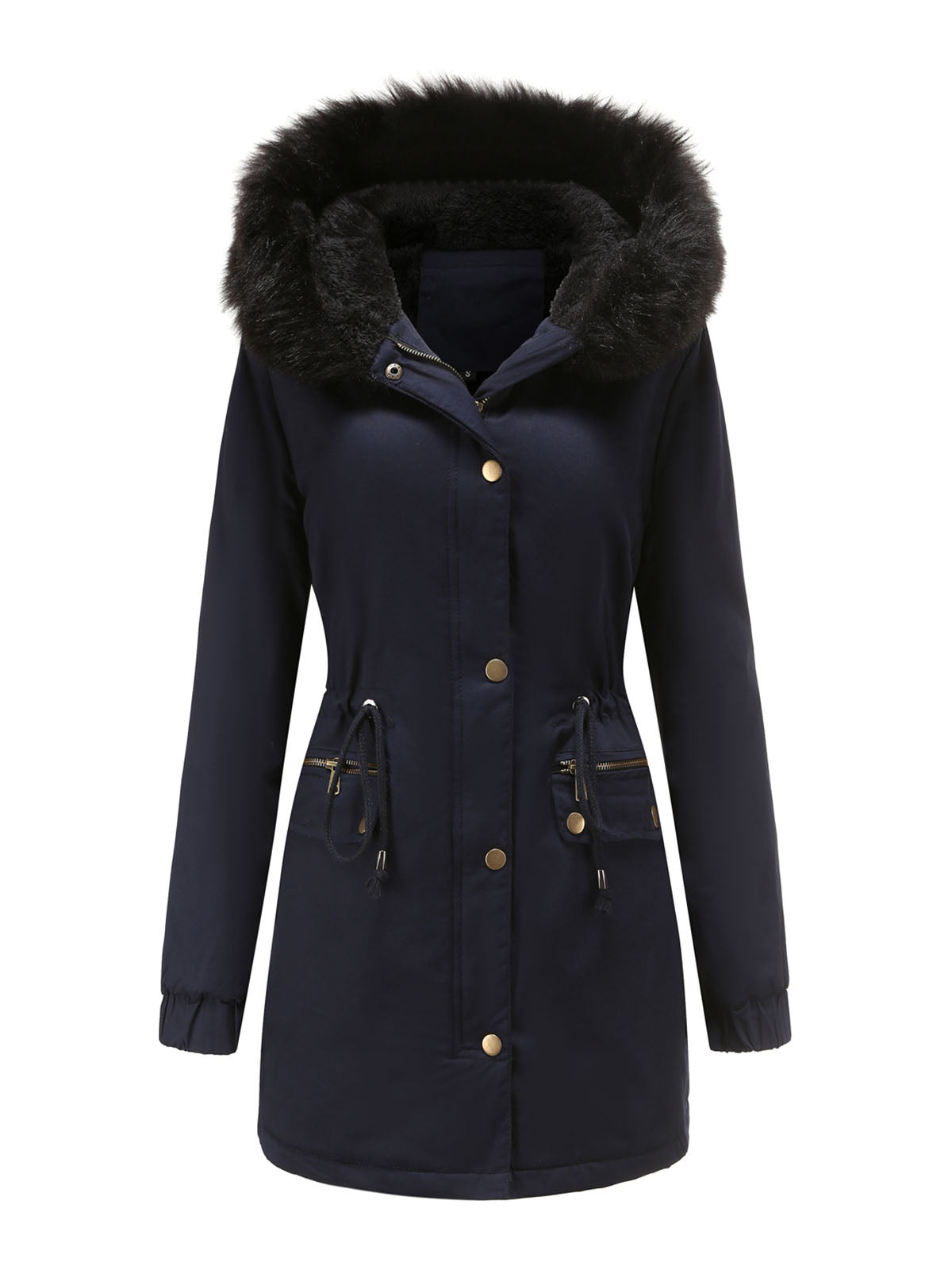Parka Coat Street Plush Winter Hoodie Coat Color Oversized Fur Warm Coat
