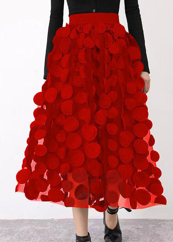 Black Patchwork Tulle Skirt Fall