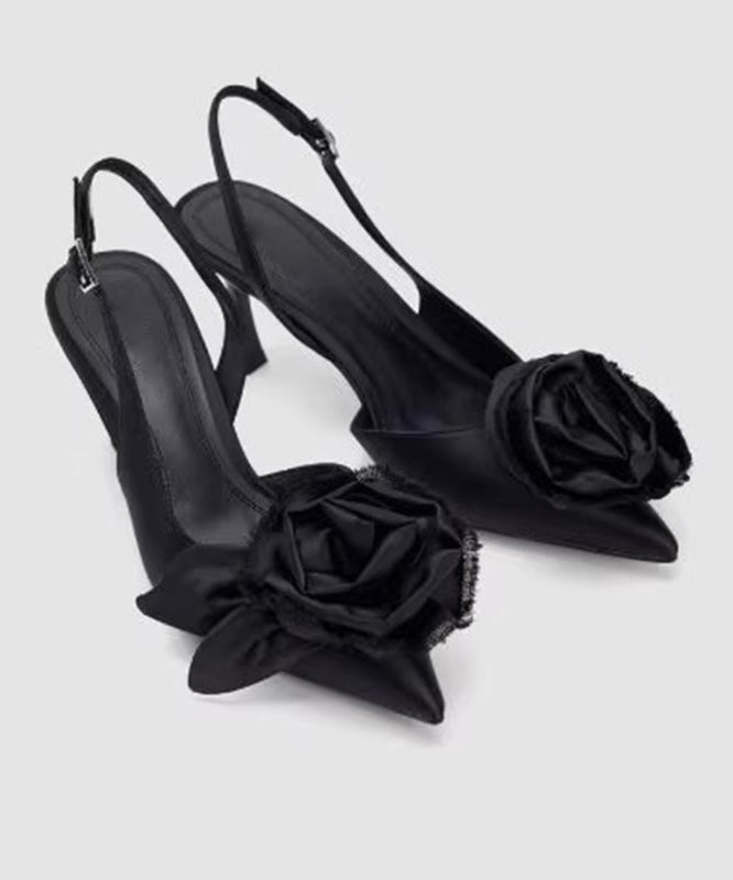 Stylish Black Splicing High Heel Sandals Pointed Toe