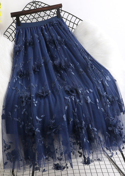 Natural Pink Embroidered Tulle Skirts Spring