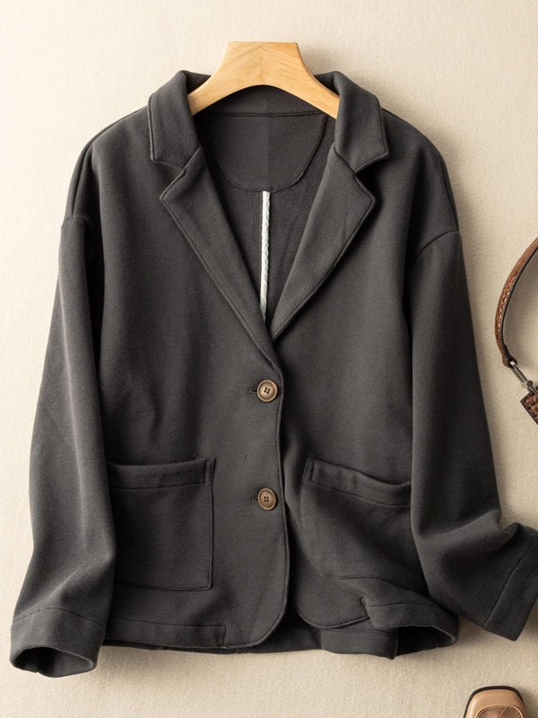 Classic Loose Versatile Suit Coat in Color With Pockets