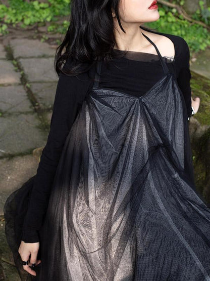 Simple Black Two Ways to Wear Gauze Skirt