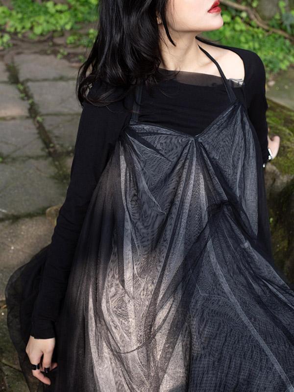 Simple Black Two Ways to Wear Gauze Skirt