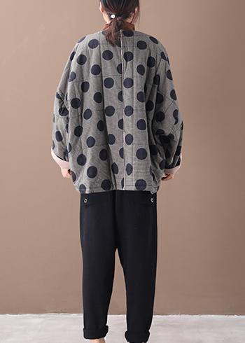 Fine Clothing Jackets Black Plaid Dotted V Neck Button Down Parka