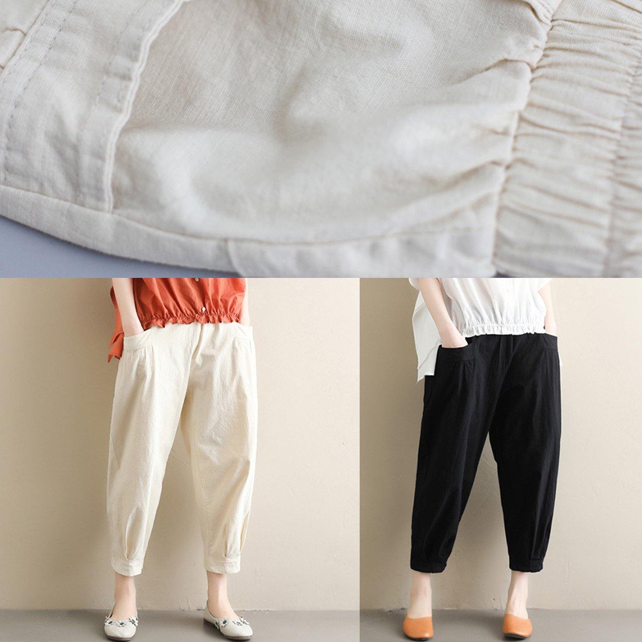 Black Jeans Elastic Waist Asymmetric Fabrics Pants