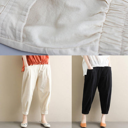 Black Jeans Elastic Waist Asymmetric Fabrics Pants