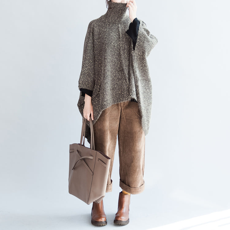 New Unique Cotton Pullover Sweaters High Neck Knit Tops