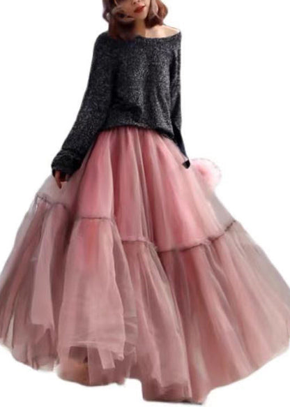 Blue Ruffled Tulle Cinched Circle Fall Skirt