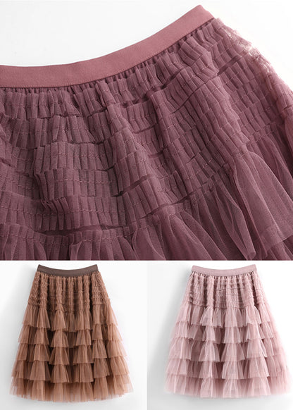 New Coffee High Waist Tulle Skirt Summer