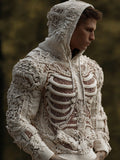 Men's Halloween Skeleton Embroidered Hooded Sweater artswardrobe