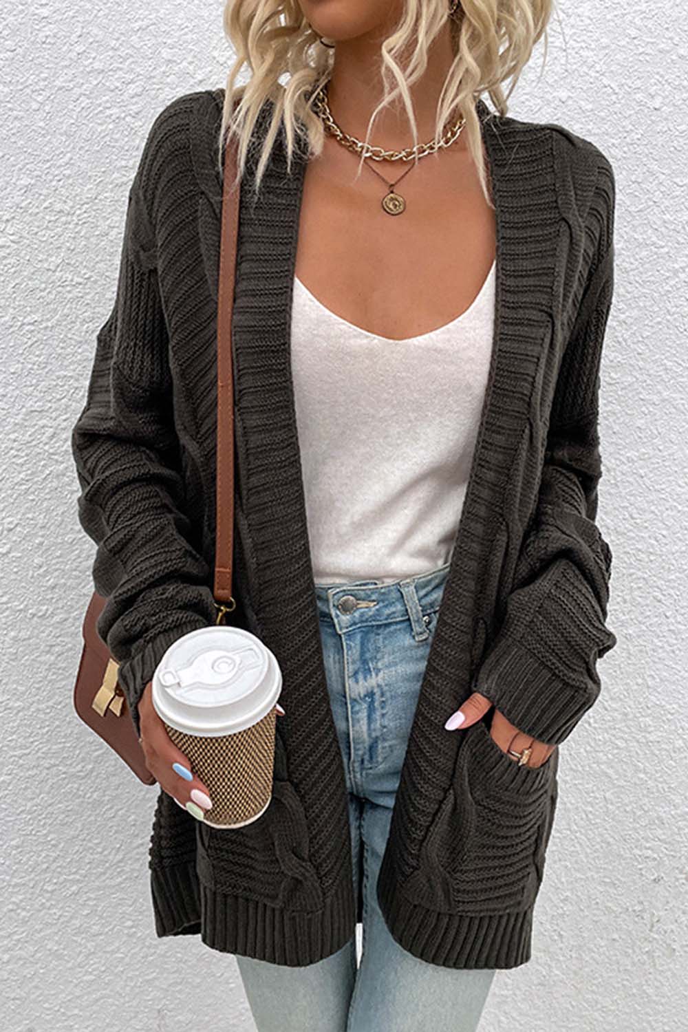 Mid-length Twisted Rope Cardigan