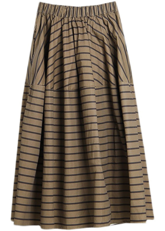 Italian Chocolate Striped High Waist Skirts Spring