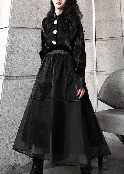 Black Tulle a Line Skirts Spring