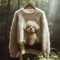 Comstylish Women's Vintage Mohair Dog Embroidered Sweater