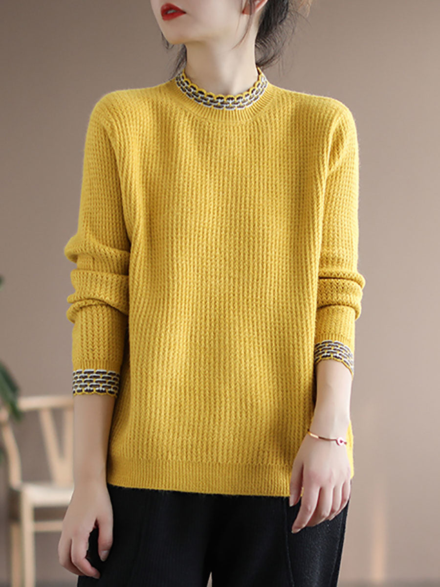 Winter Spliced Knitted Loose Sweater