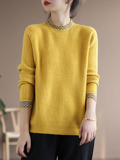 Winter Spliced Knitted Loose Sweater